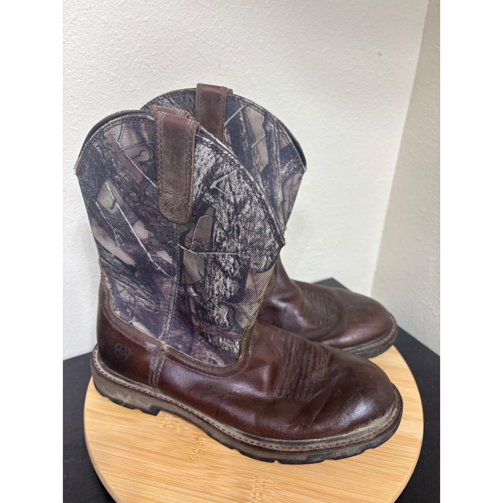 Ariat Boot 9.5 D Hybrid Rancher Brown Camo 4LR Leather Western Work